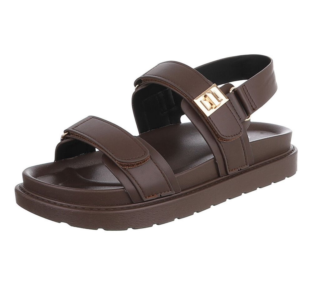 Ital-Design Damen Sandale mit Fersenriemen und Profilsohle Riemchensandalette (91742308) Flach Riemchensandalen in Braun