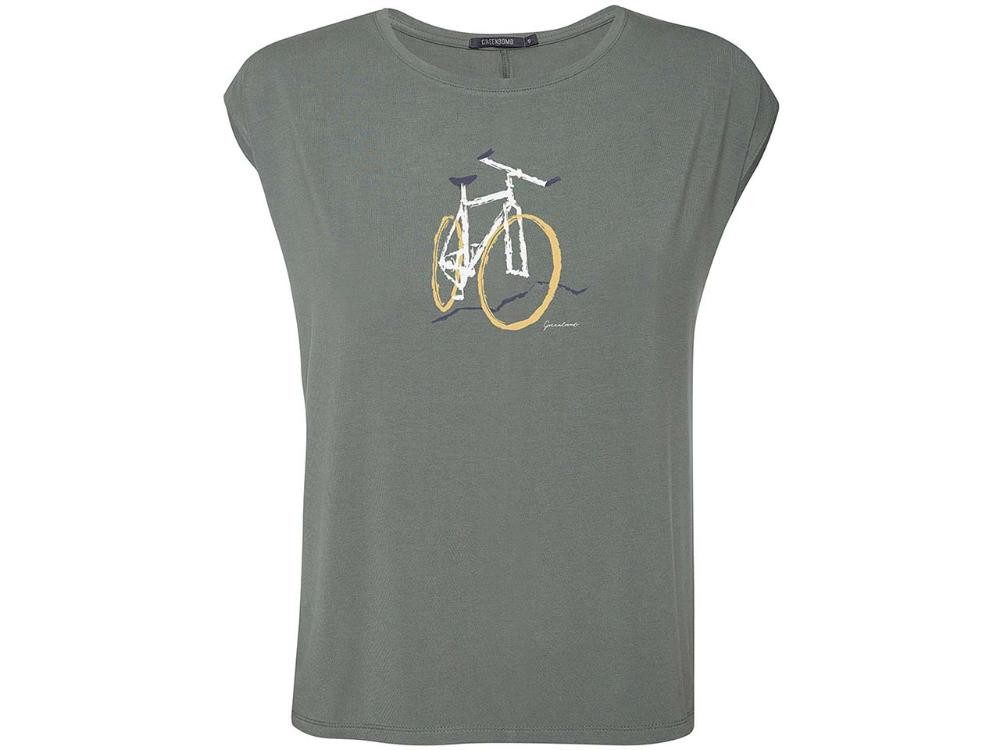 GreenBomb T-Shirt GREENBOMB Bio-Damen-T-Shirt 'Bike Brush' mit abges