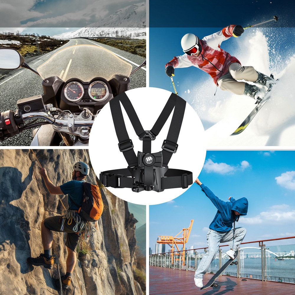 Maclean Warnweste Rucksack mit LED-Signalleuchte MCE420 + universelle Sportgurte MC-294 für Handy, Kamera, GoPro-Kamera und andere Geräte