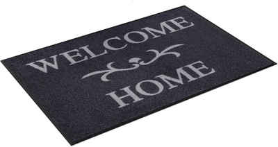 Fußmatte Welcome Home, wash+dry by Kleen-Tex, rechteckig, Höhe: 7 mm, Schmutzfangmatte, mit Spruch, In- und Outdoor geeignet, waschbar