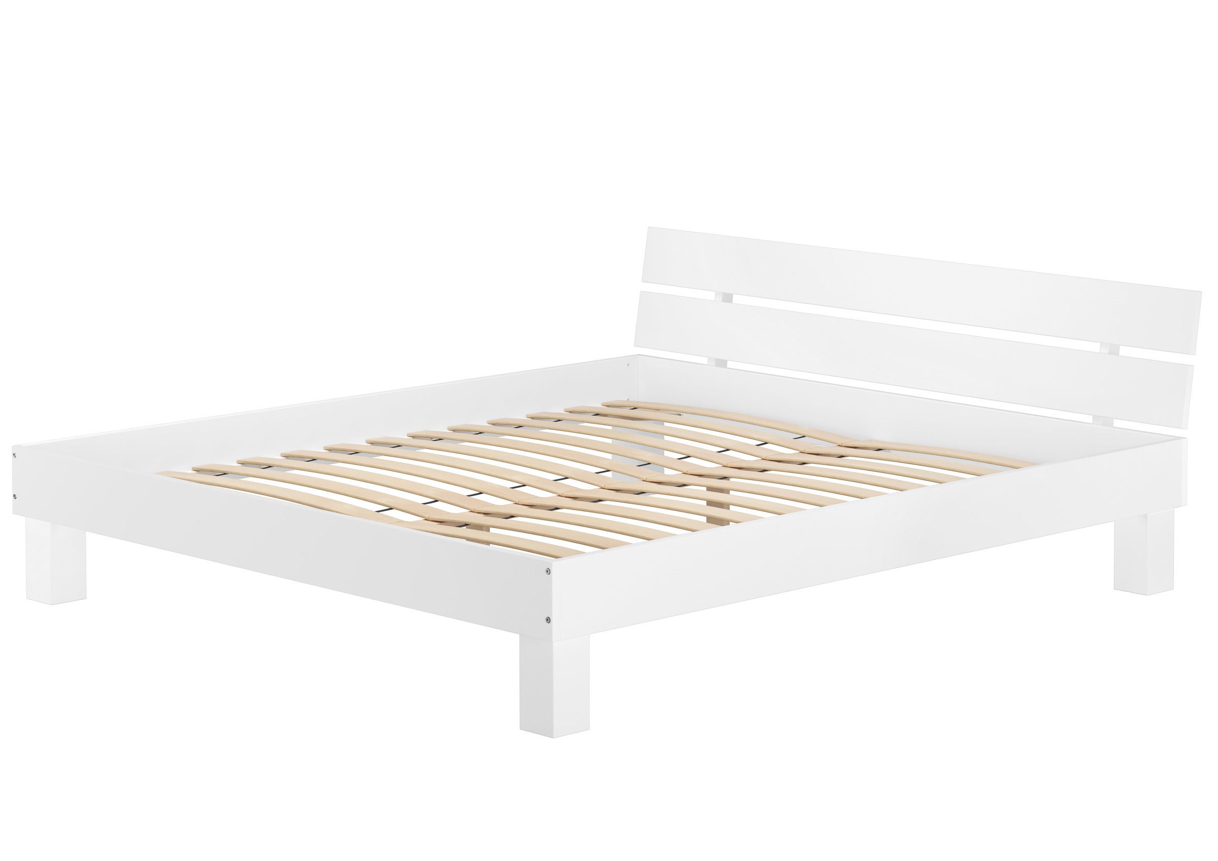 ERST-HOLZ Bett Ehebett Buche Kingsize-bett Futonbett massiv waschweiß 180x200, Buchewaschweiß