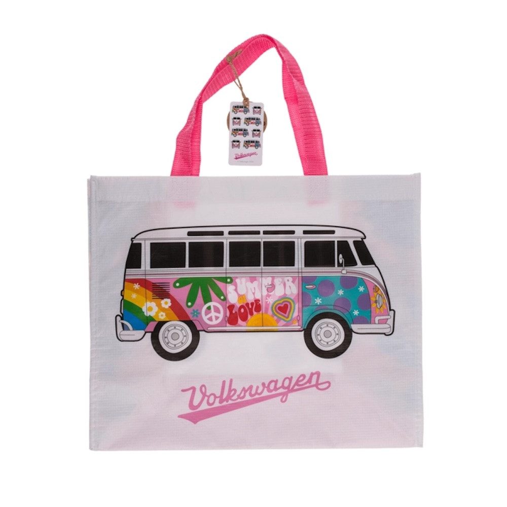 LK Trend & Style Einkaufsshopper Tasche mit VW T1 Bus Motiv, ca. 33 x 39 cm, aus recyceltem Kunststoff, schön, einfach nur schön