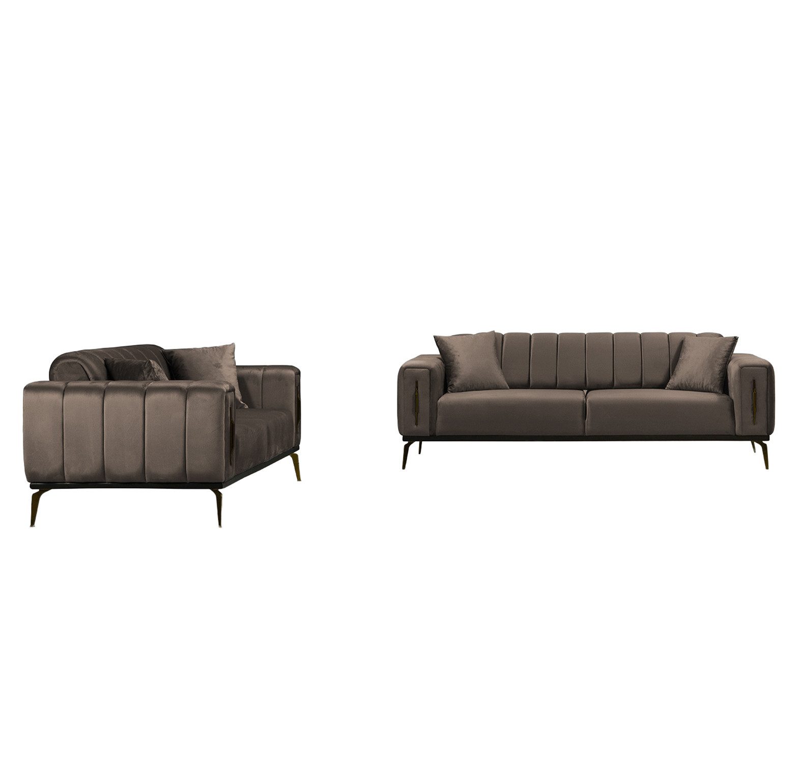 Palms-Store Sofa Valenzo wählbar in 6 Samtfarben und Sitzvarianten, Spar-Set, 3-Sitzer mit integrierter Schlaffunktion