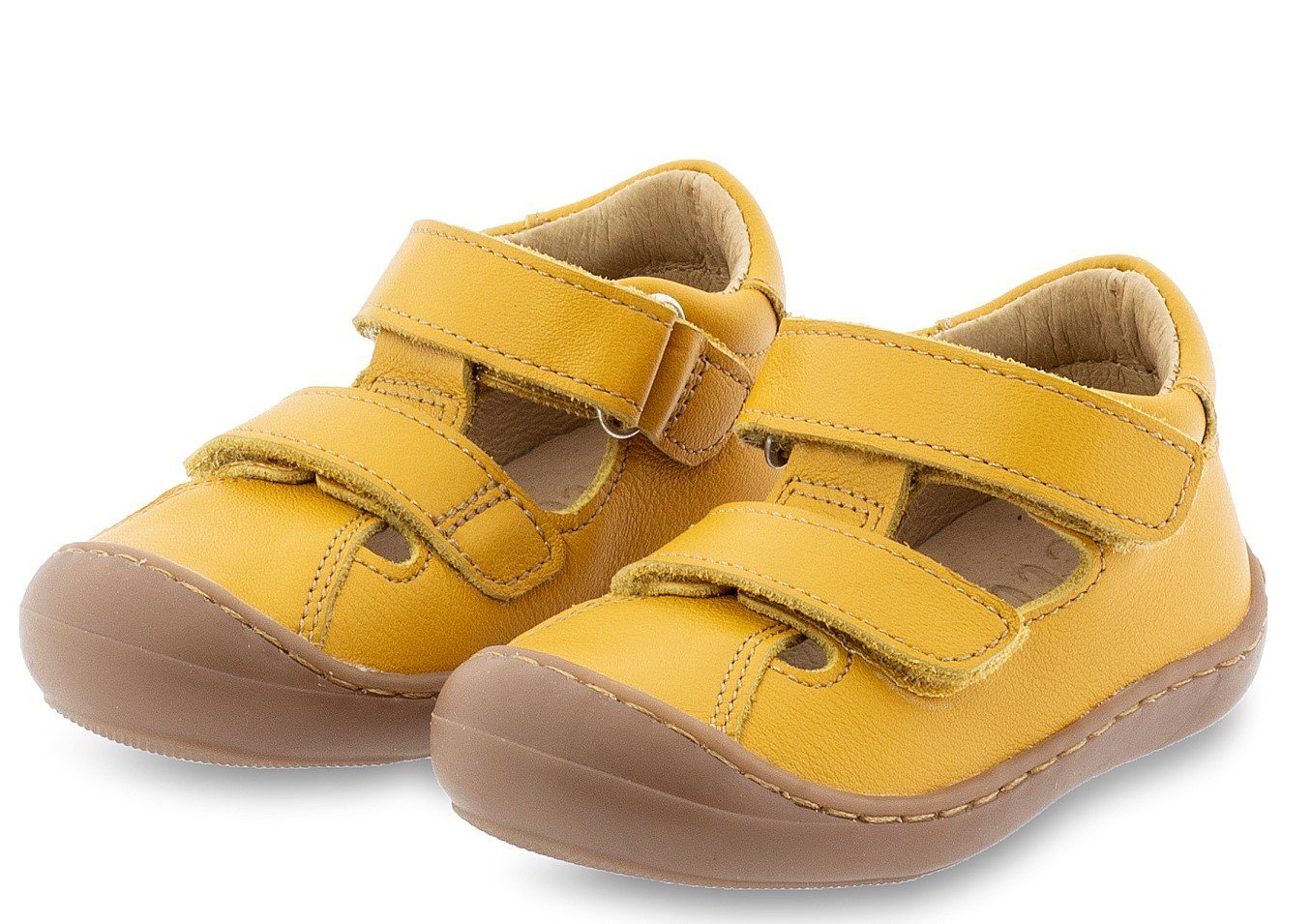 Clic Sandalen Jungen Mädchen Lauflernschuhe Leder Gelb 9438 Sandalette