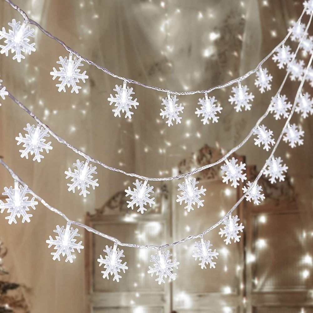 GelldG LED-Lichterkette Weihnachten Schneeflocke Lichterketten