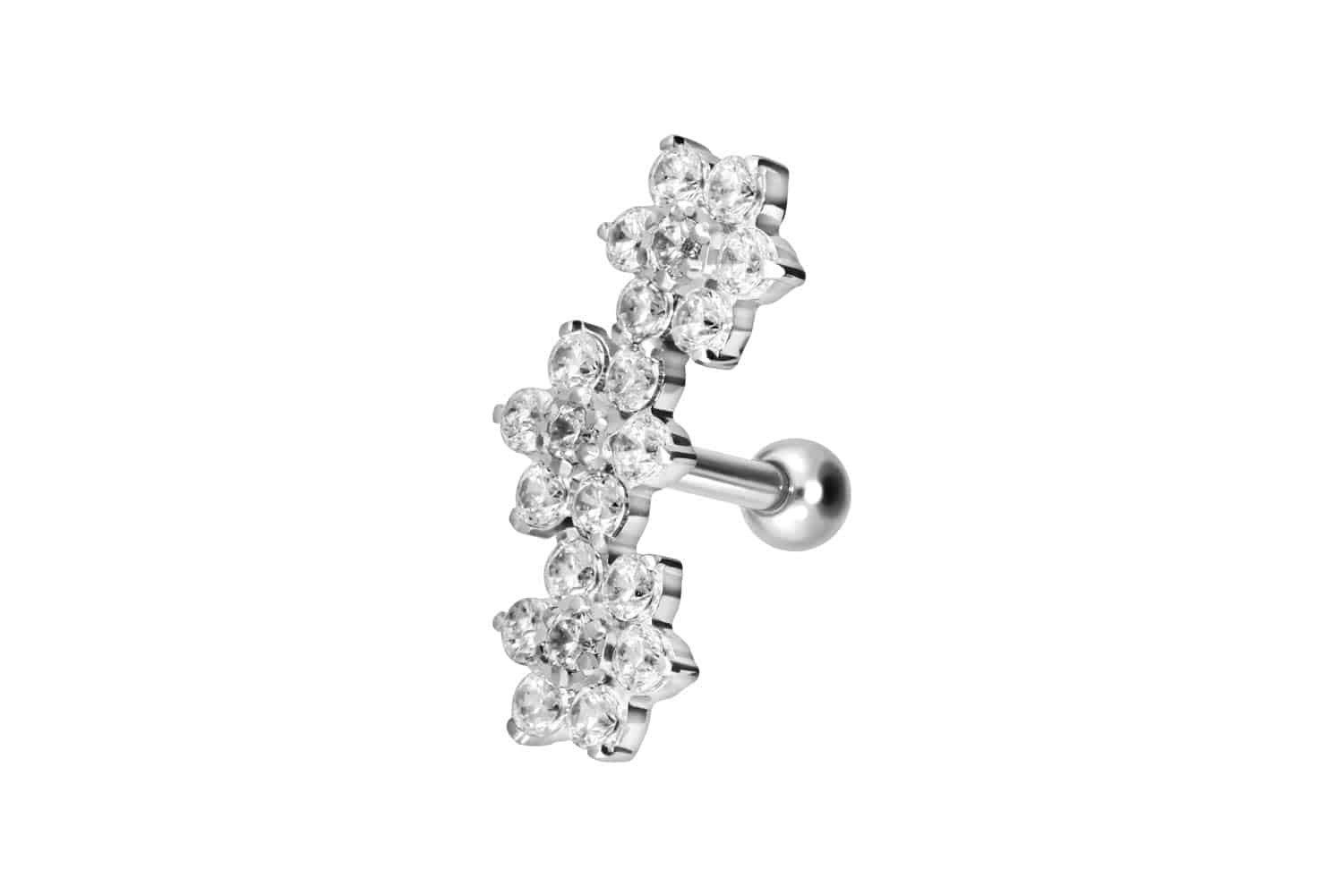 Piercing-Set Titan Ohrpiercing 3 KRISTALLBLUMEN