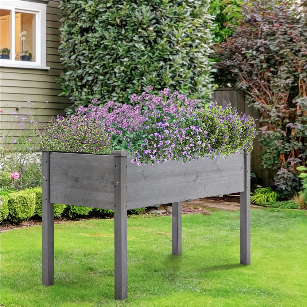 Yaheetech Hochbeet Pflanzkasten aus Massivem Tannenholz, Blumenbeet mit Einlegentasche für Garten/Hof/Balkon/Außenbereich