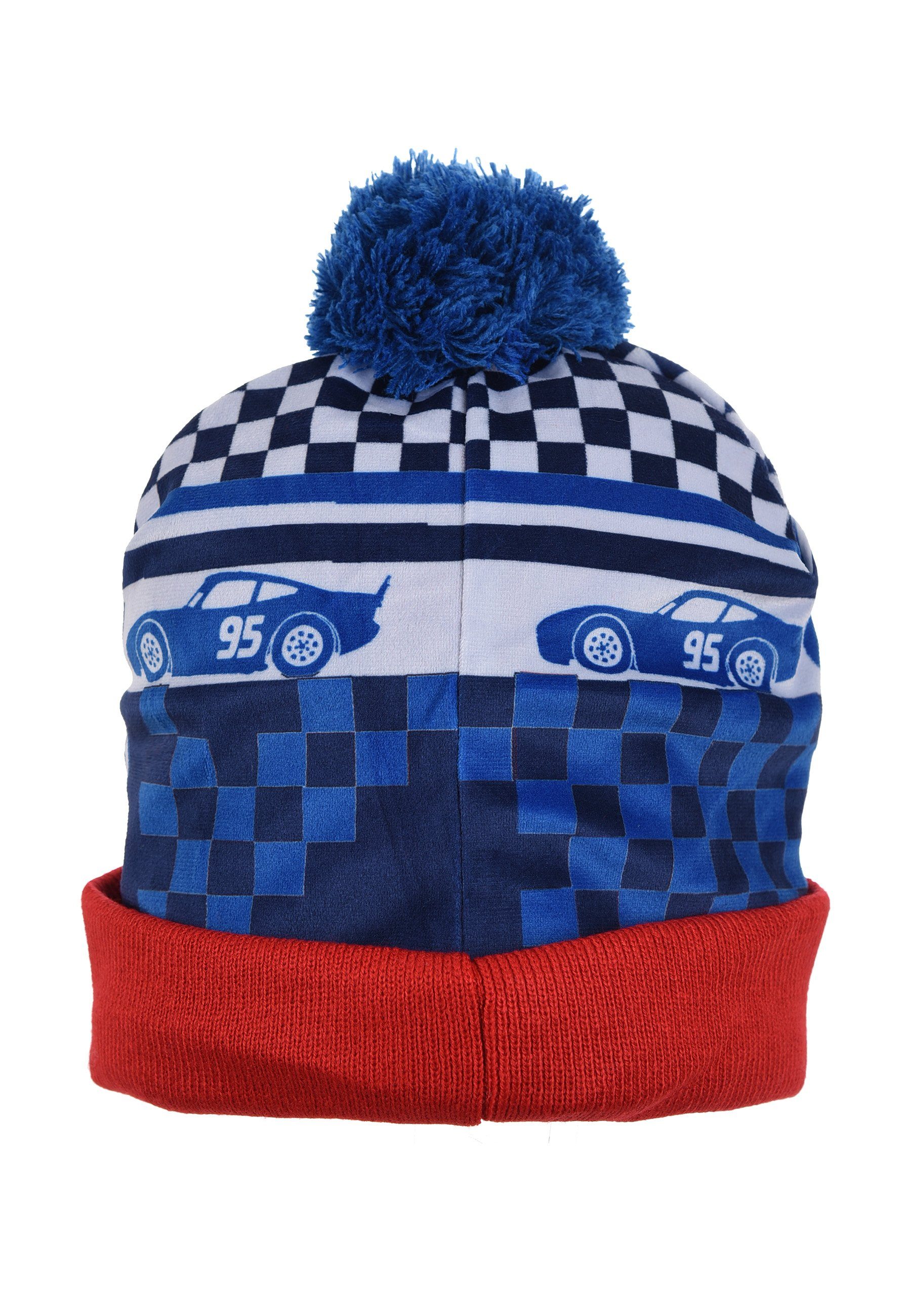 Winter-Mütze Bommelmütze Jungen Blau Kinder Cars