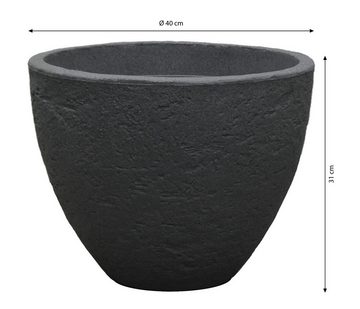 Dehner Blumentopf Pflanztopf Stone, Ø 40/50 cm, Höhe ca. 31/39 cm, robust und leicht, Blumentopf für drinnen und draußen