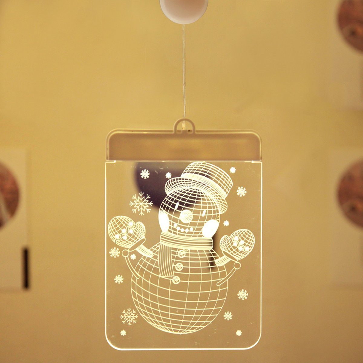 Store 3D-Effekt, Weihnachten Wand Schneeflocke Baum Lichter; Weihnachtsmann Rosnek Fensterdekoration für Schneemann Glas Deko, Beleuchtetes hängend, Fensterbild
