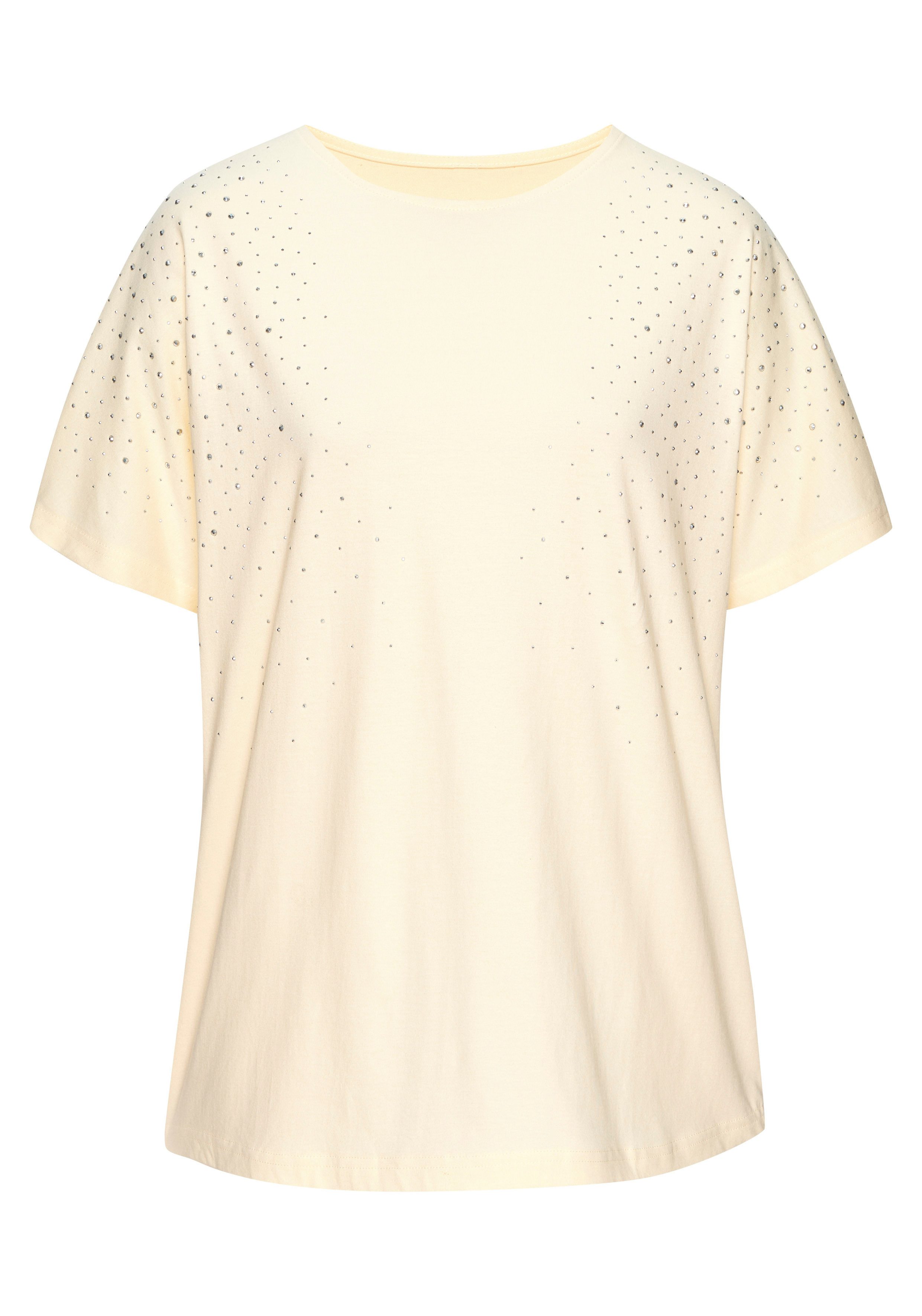 LASCANA T-Shirt mit Strasssteinen aus angenehmer Baumwoll-Viskose-Qualität. € 29,99, (€ 29,99 pro 1 Stk).