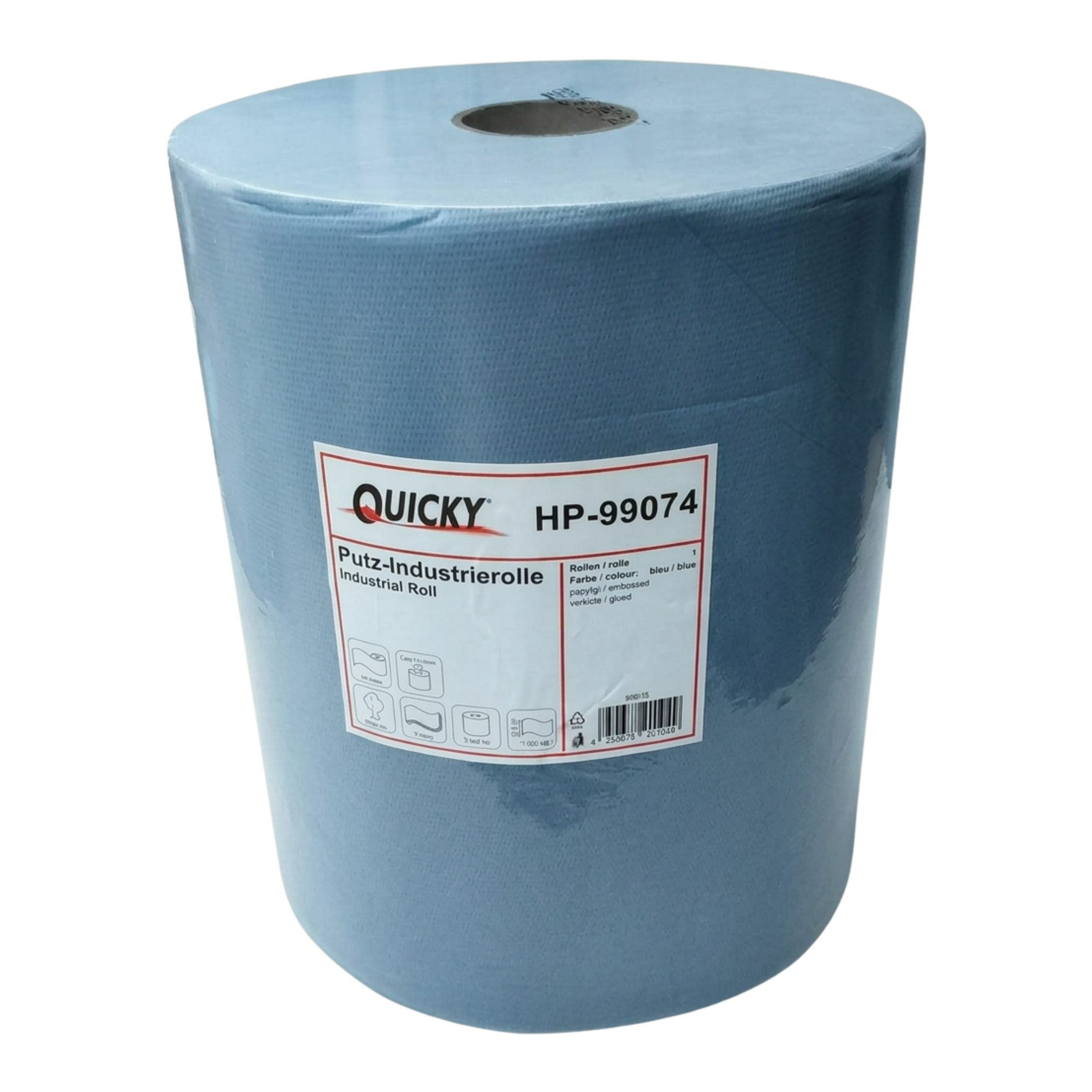 Quicky Papierhandtuch Putztuchrolle Quicky Industrierolle blau 3-lagig 1000 Blatt (18-St)