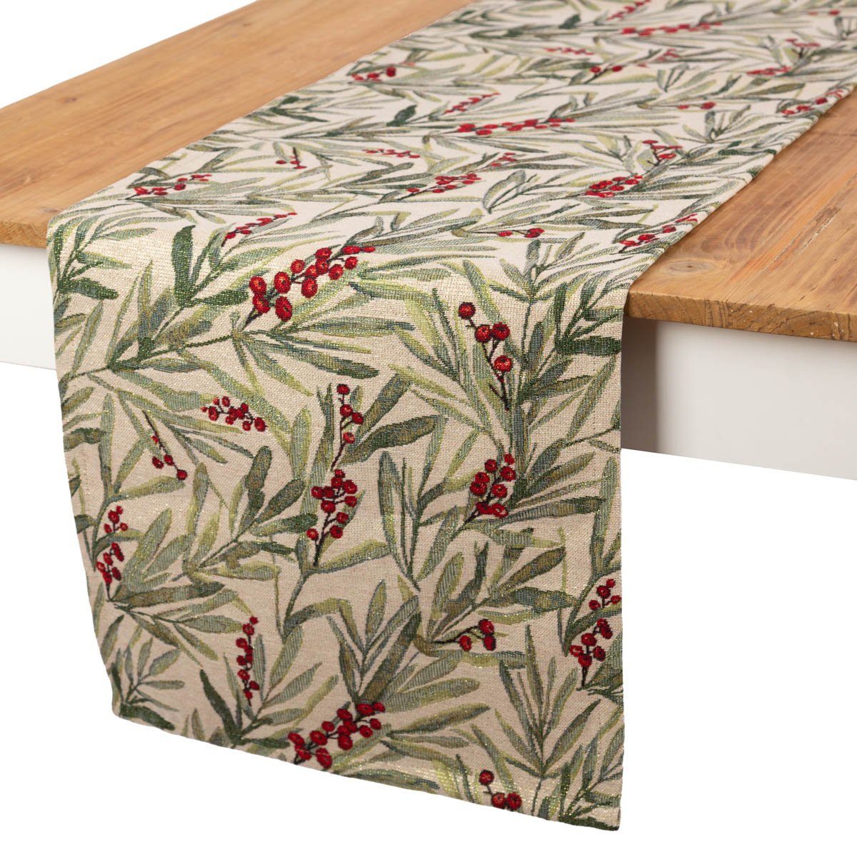 SCHÖNER LEBEN. Tischläufer Tischläufer Gobelin Mistelzweige Lurex 40x160cm günstig online kaufen