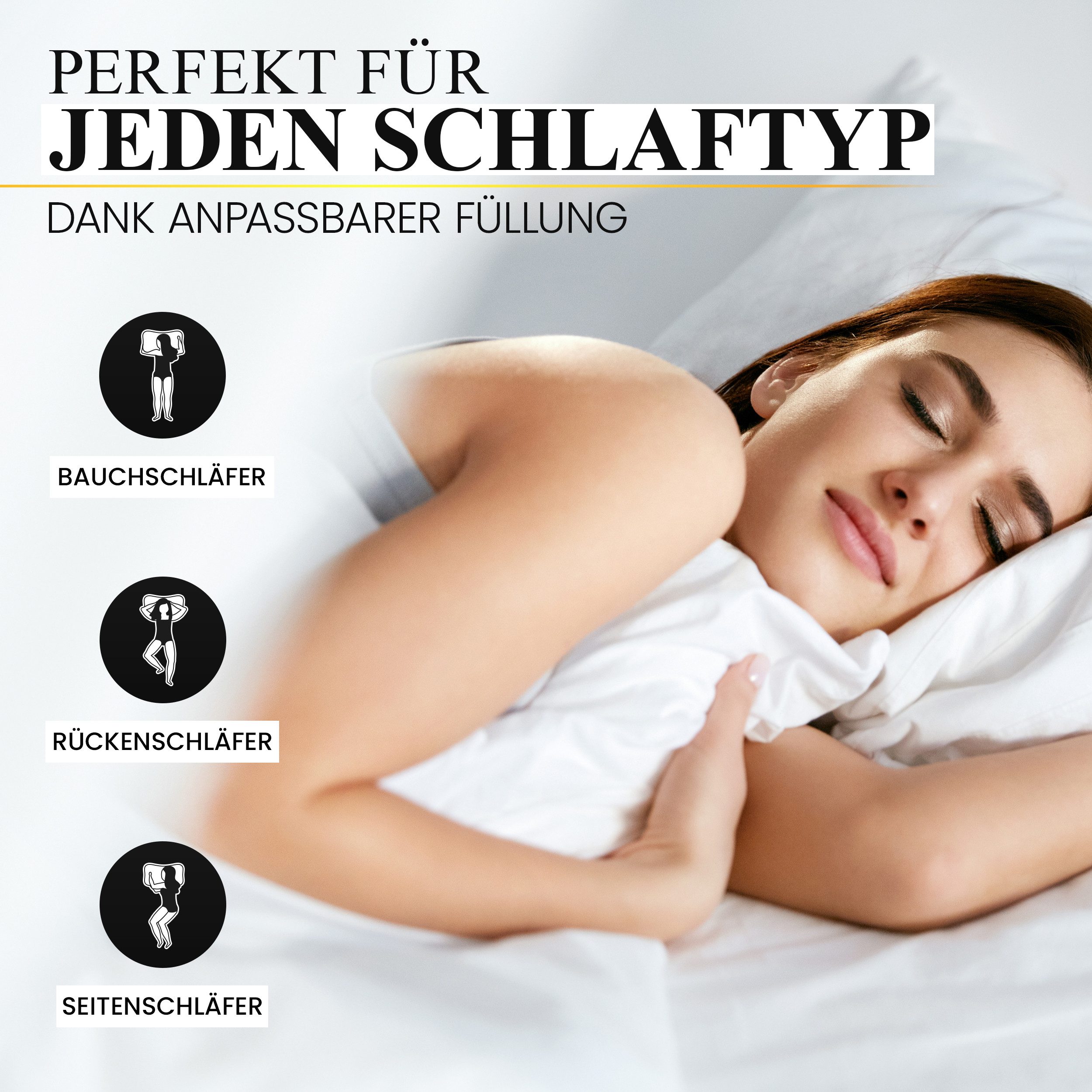 Gentle North Microfaserkissen Hochwertige Kopfkissen in Hotelqualität verschiedene Größen, Füllung: 100% Polyester, Seitschläfer, Rückenschläfer, Seitenschläfer, Bauchschläfer, 1- oder 2-tlg., Reißverschluss für Füllung, waschbar, Made in EU, allergikerfreundlich