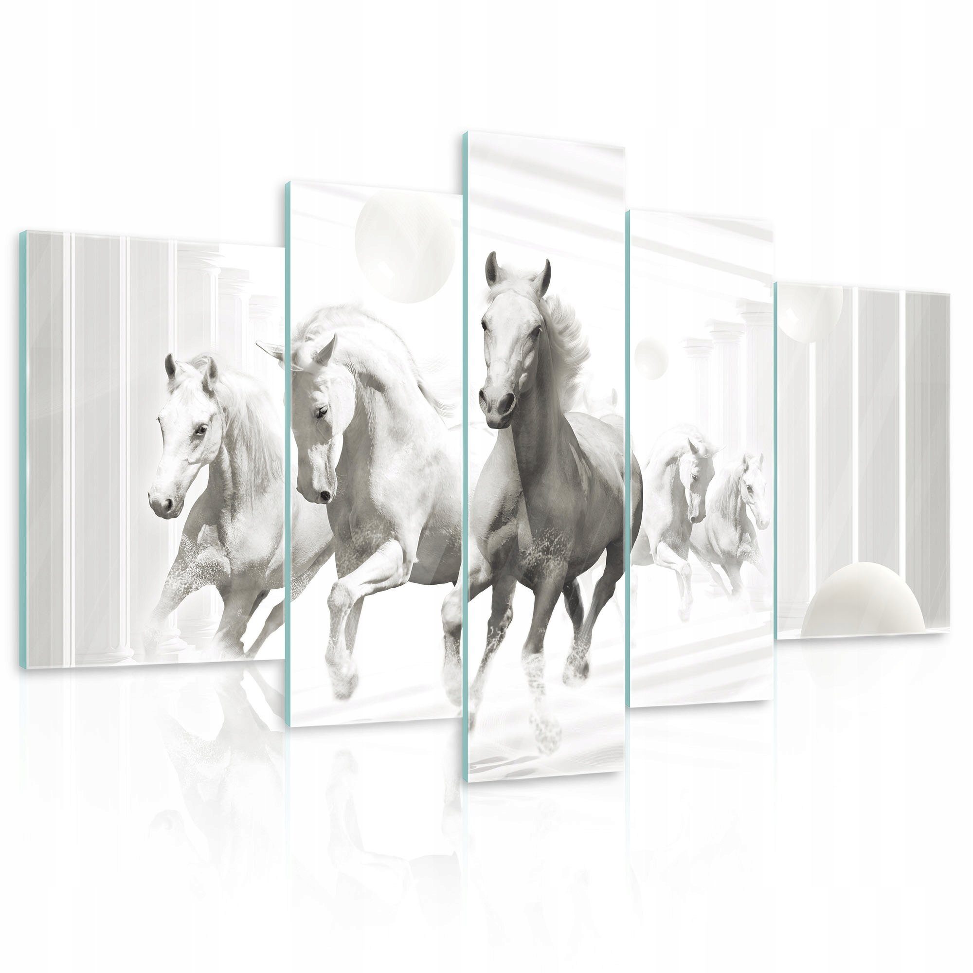 Modern teilig), Glasbild Tiere Wandbilder, Auf (Set Abstrakt Wohnzimmer Pferde Bild Glasbilder Wallarena 5 Premium Glas Schlafzimmer, Glasbilder