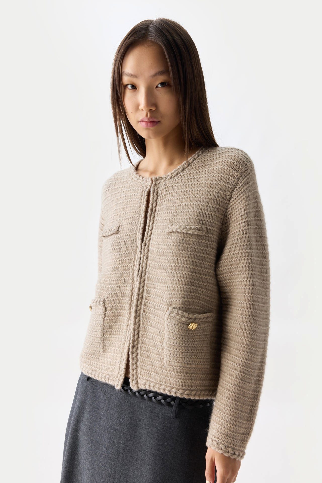 GOBI Cashmere Cardigan Texturierter Strick Kaschmir-Cardigan günstig online kaufen