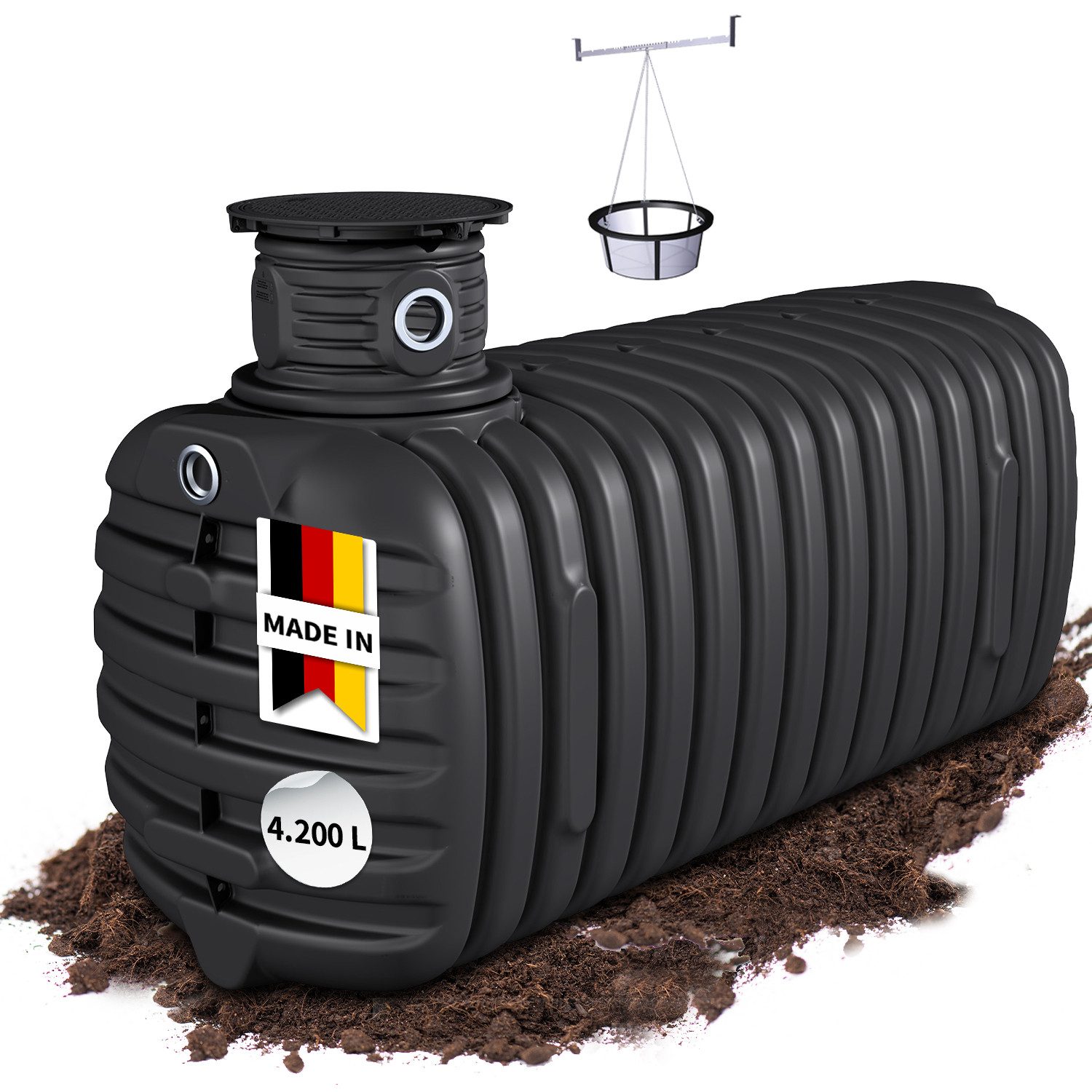 4rain Regenwassertank PRIMUS Erdtank-Set 4200 Liter, 4200 l