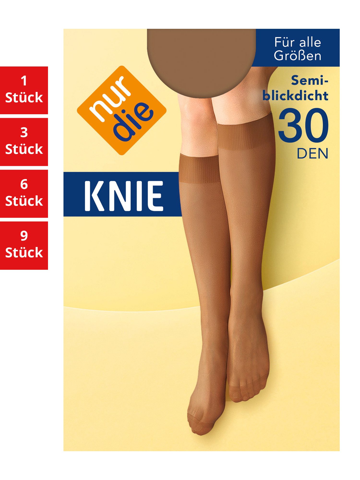 Nur Die Kniestrümpfe 30 DEN Damen (1er/3er/6er/9er Pack, 3-Paar) Knie-strüm günstig online kaufen