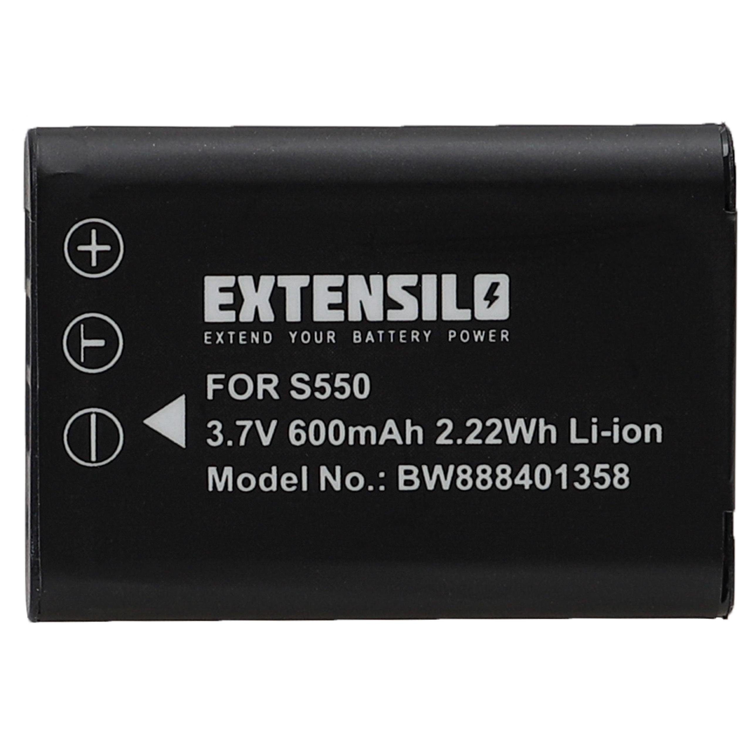 Extensilo kompatibel mit Pentax Optio W80, W60, M50, L50, S1, M60, V20 Kamera-Akku Li-Ion 600 mAh (3,7 V)