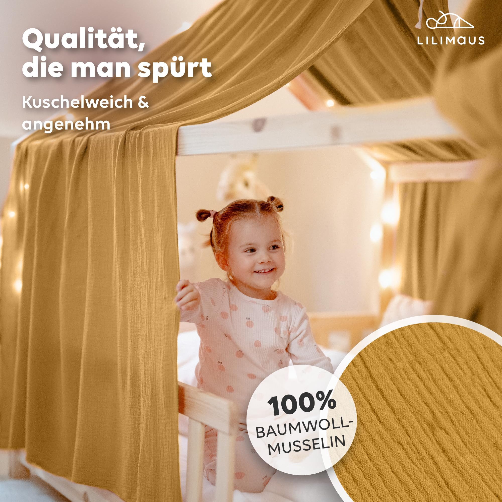 lilimaus Betthimmel Hausbetthimmel Baumwoll Musselin Betthimmel Kinder Haus günstig online kaufen