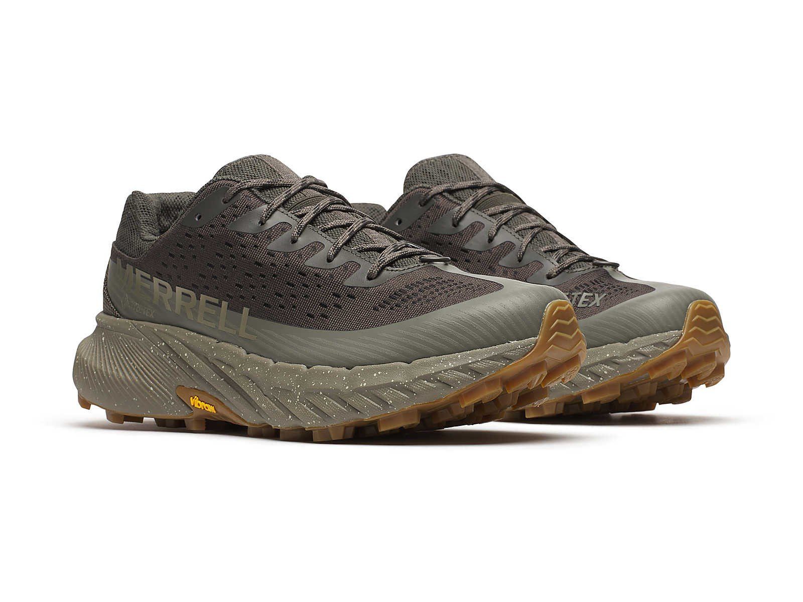 Merrell Agility Peak 5 GTX (wasserdicht, Rock Plate) dunkelgrün/beluga Herren Laufschuh
