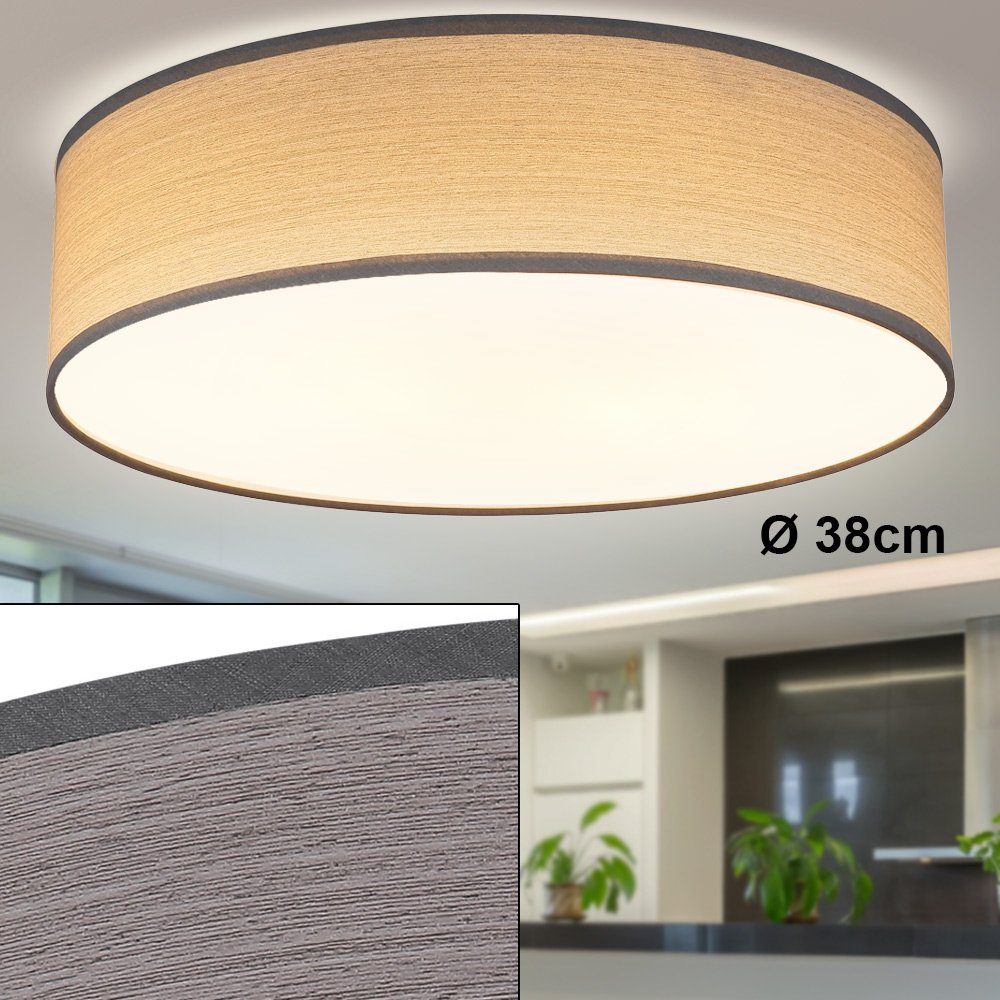 etc-shop LED Deckenleuchte, LED Textil Optik Decken Lampe Zimmer Holz Wohn Grau Beleuchtung- Ess