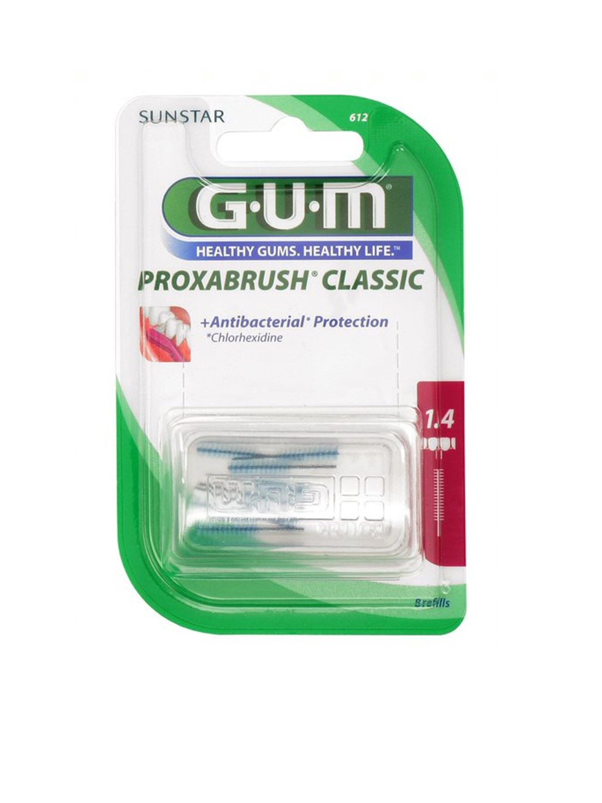 GUM Interdentalbürsten Gum Proxabrush Classic 1,4mm pink - Kerze 8 Stück