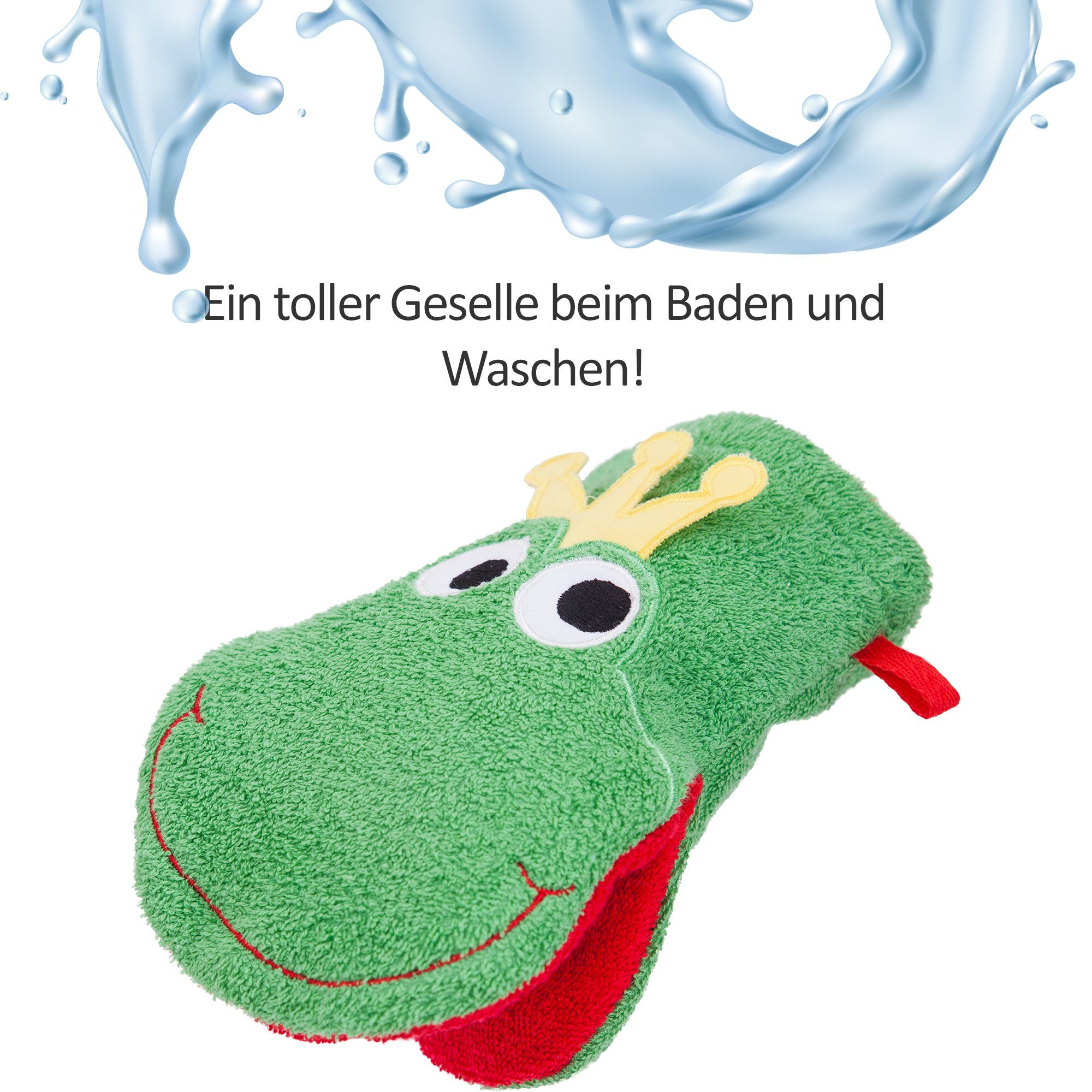 Smithy Waschlappen zum Spielen Waschhandschuh (1-tlg), Frosch Applikation