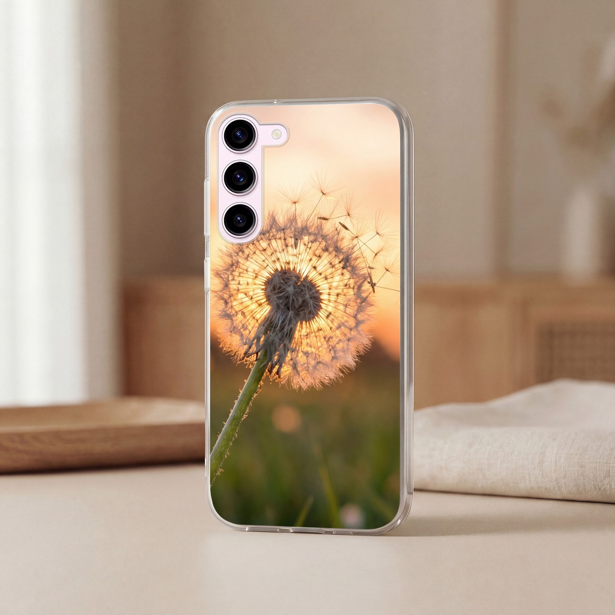 MuchoWow Handyhülle für Samsung Galaxy S23 Löwenzahn - Sonnenuntergang - Feld, Phone Case, Silikon, Schutzhülle Dünn