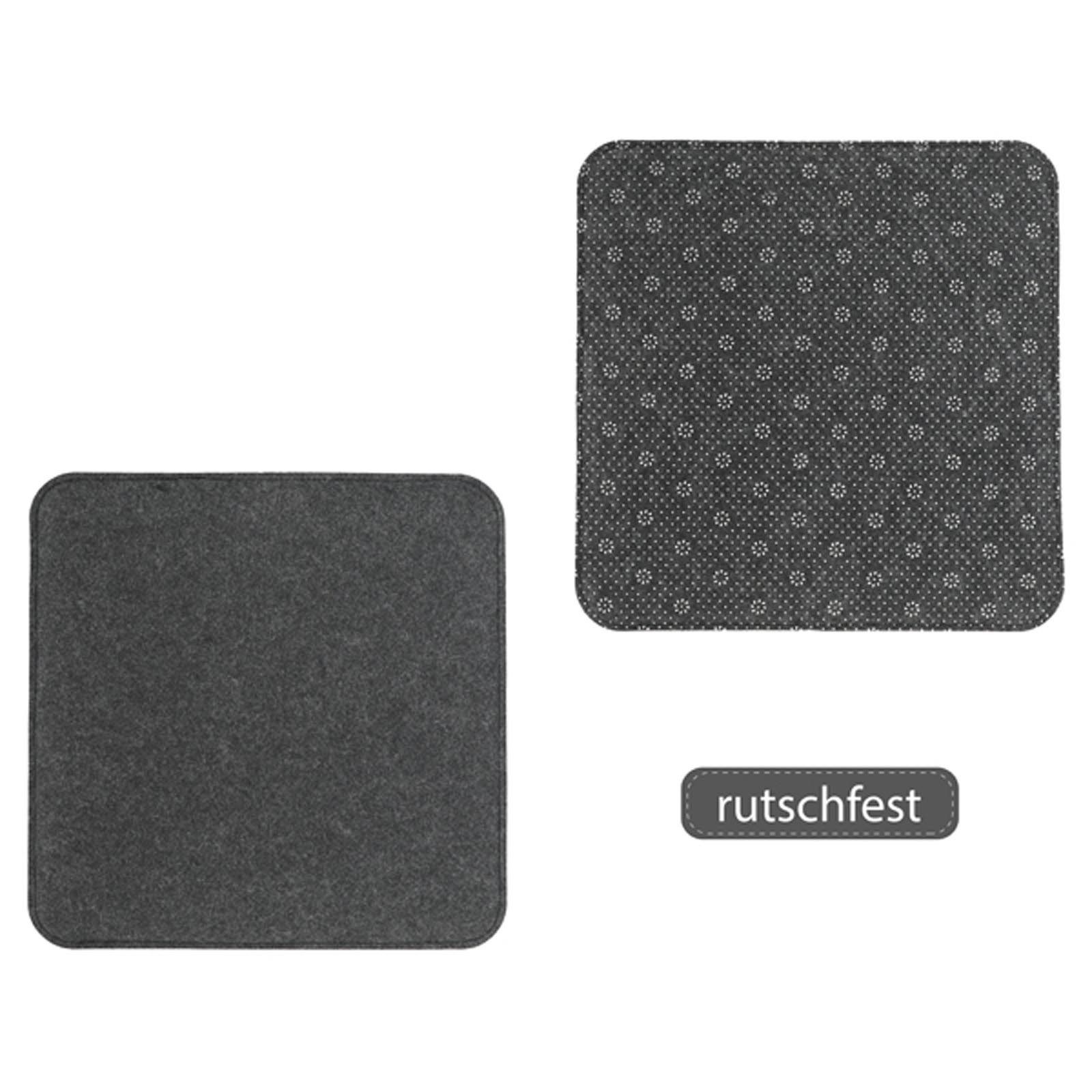 VOSSBACH Sitzkissen Stuhlkissen Set Sitzauflage Filzkissen, Filz Eckig 35 x 35 cm mit Antirutschnoppen