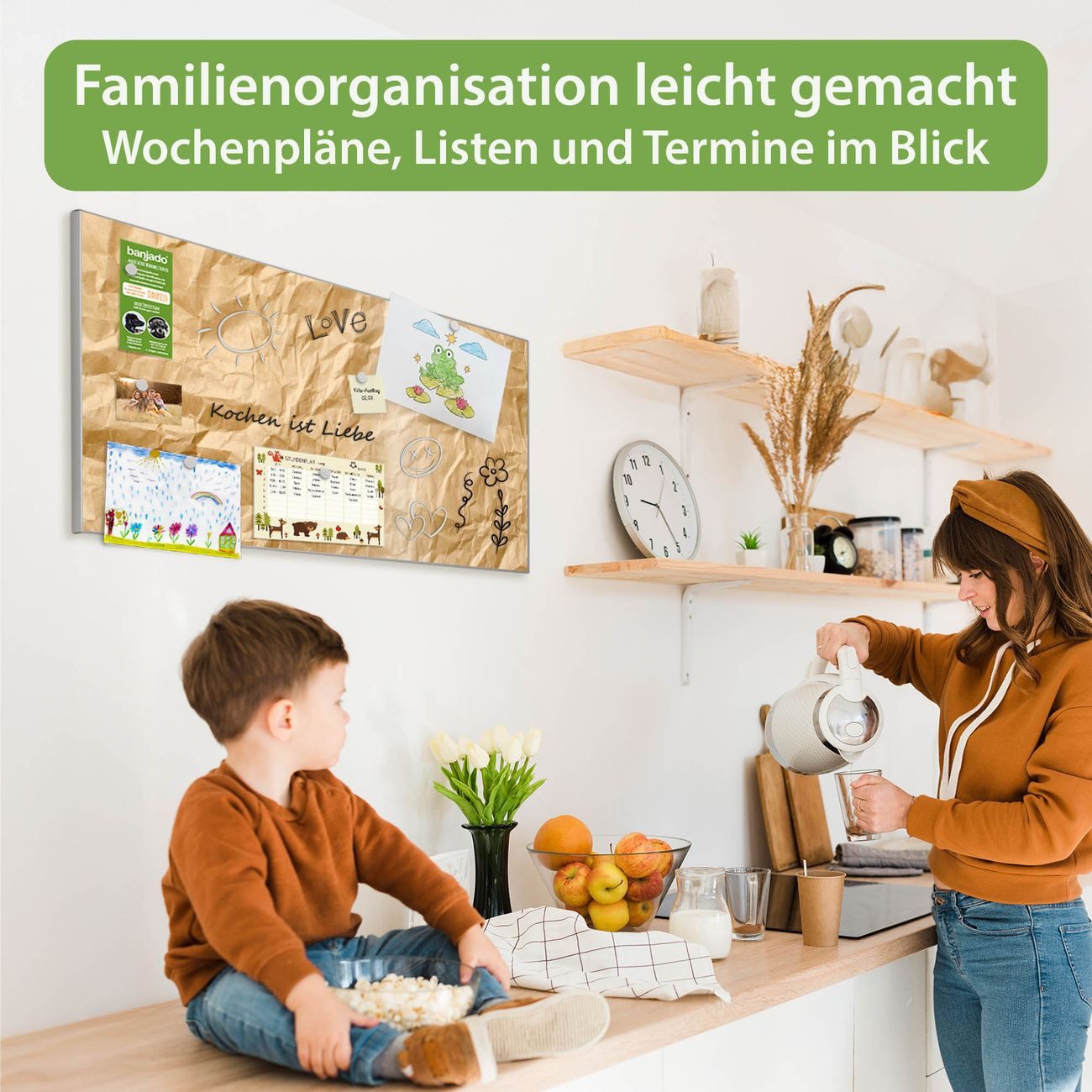 banjado Magnettafel Grau aus Stahl Querformat mit Motiv Knüllpapier, (inkl. 4 Magnete, Stahlmagnettafel)