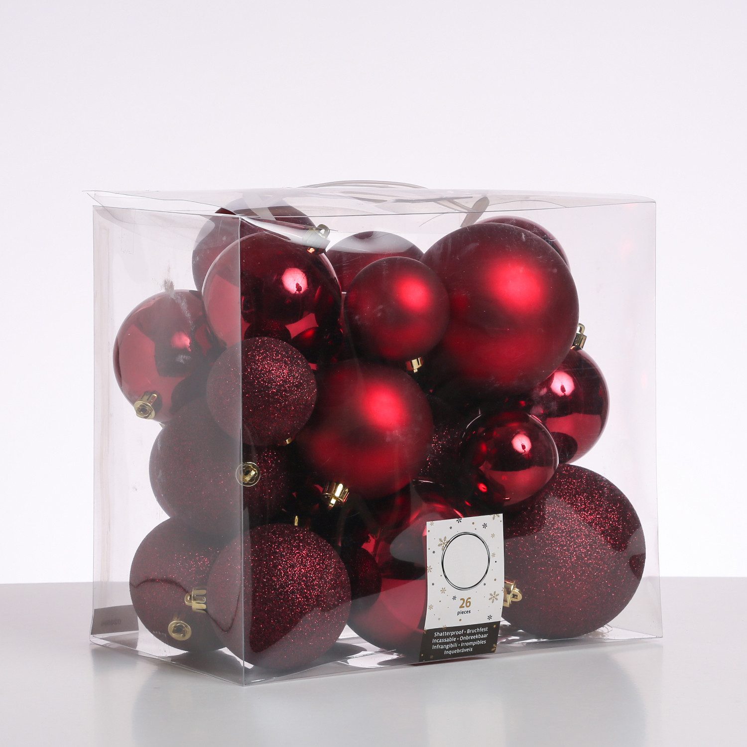 MARELIDA Weihnachtsbaumkugel Christbaumkugel Weihnachtskugel bruchfest glänzend matt weinrot 26st. (26 St)
