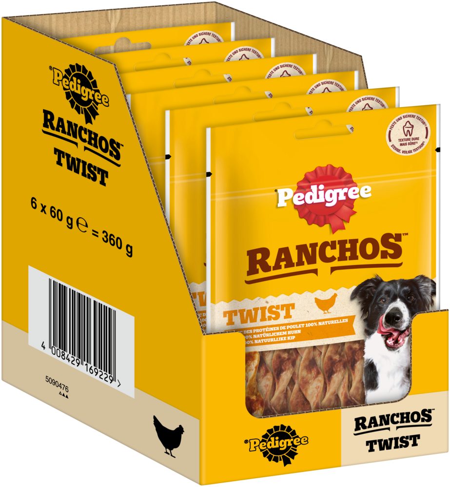 Pedigree PEDIGREE® RANCHOS™ Twist mit Huhn 6 x 60g, Snack für: Hunde