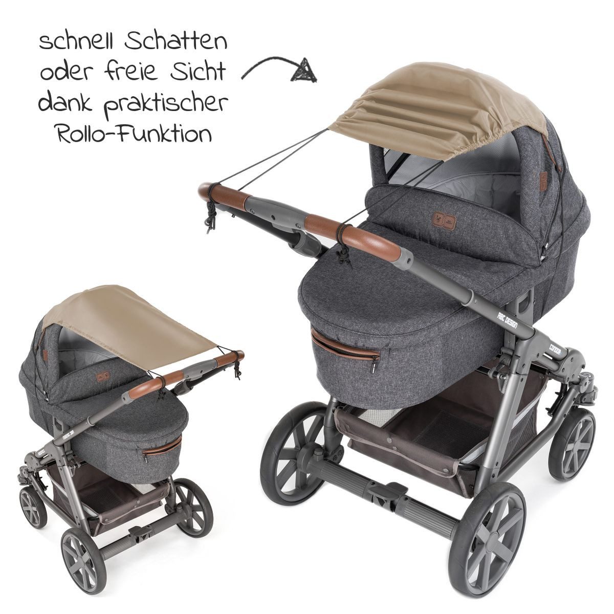 Zamboo Kinderwagen-Sonnenschutzhülle Universal - Beige, Sonnensegel für Kinderwagen Sonnenschutz - Sonnenverdeck Babywanne