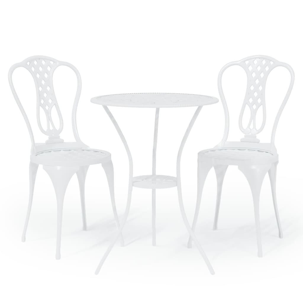 vidaXL Gartenlounge-Set 3-tlg. Bistro-Set Aluminiumguss Weiß, (1-tlg)