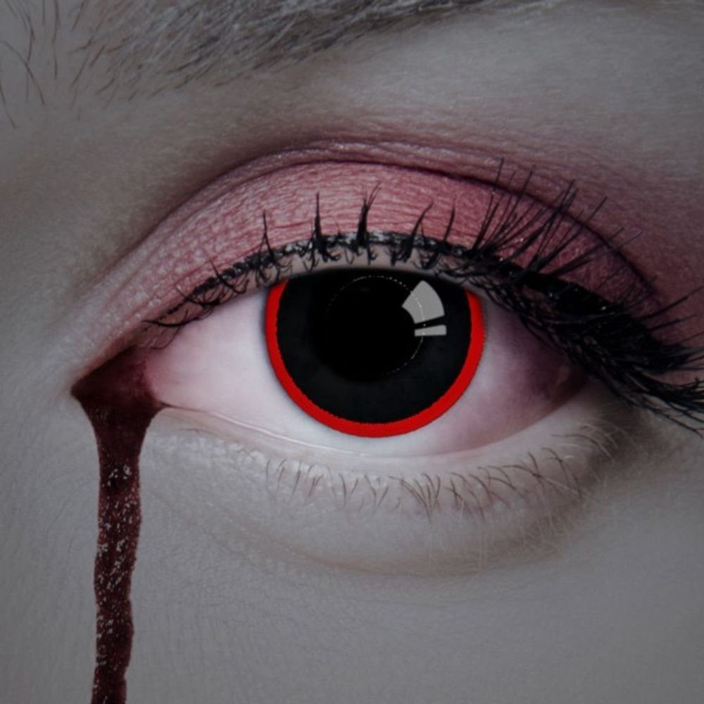 aricona Farblinsen Farbige Kontaktlinsen Schwarz Halloween Zombie Kostüm  Crazy Fasching, ohne Stärke, 2 Stück