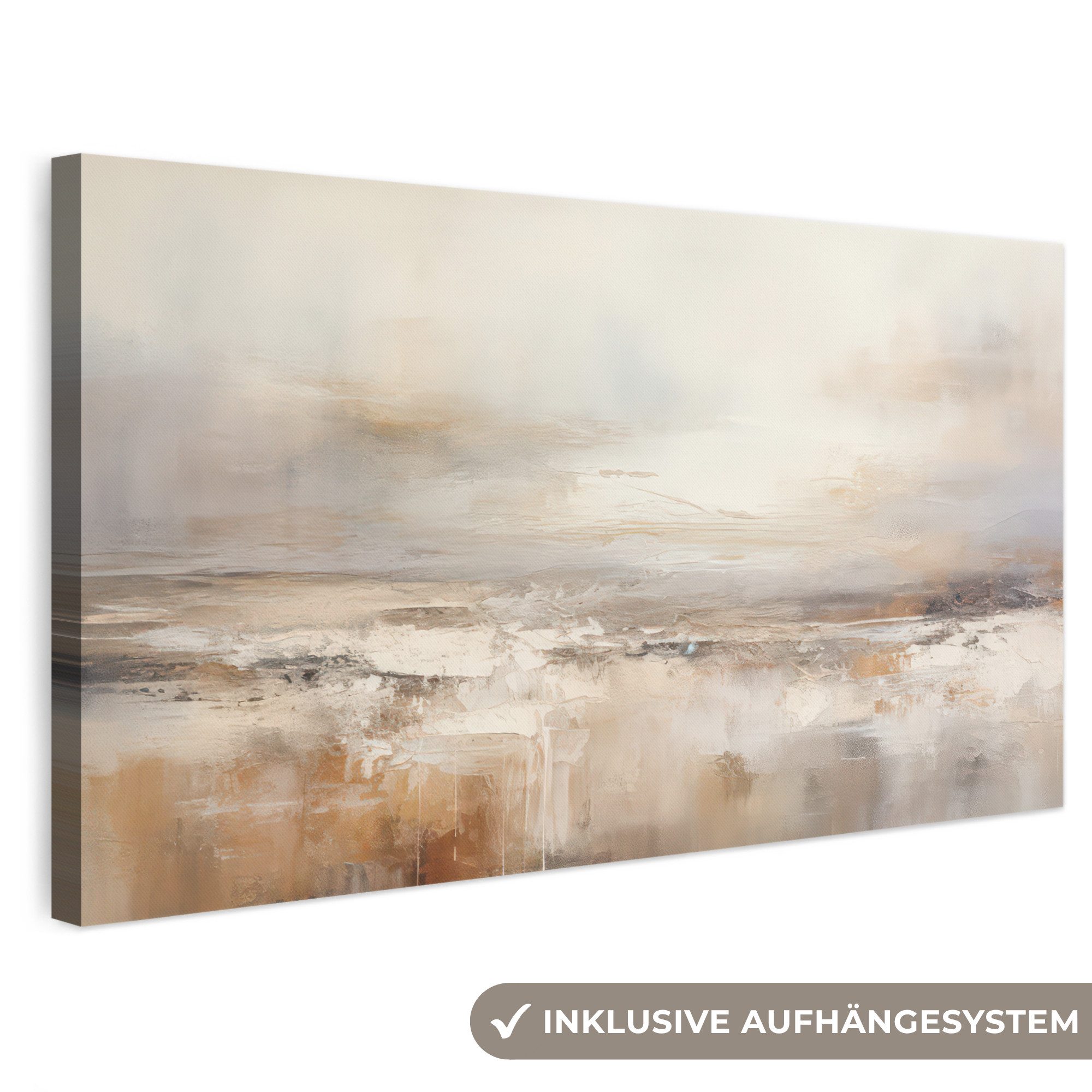 OneMillionCanvasses® Leinwandbild Panorama Kunst - Industriell - Grau - Braun - Abstrakt, Fotodruck (1 St), Schlafzimmer Deko Aesthetic, Bilder über Bett, 100x50 cm
