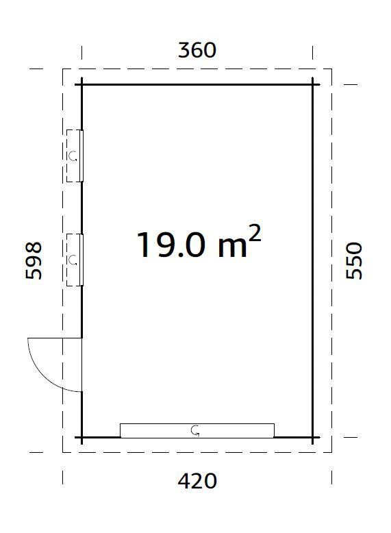 Palmako Garage Rasmus, Sektionaltor, 420x598x253 cm, mit naturbelassen BxTxH