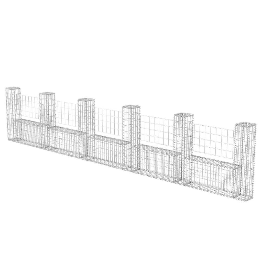 vidaXL Gabionenzaun, Gabionenkorb U-Form Stahl 570×20×100 cm