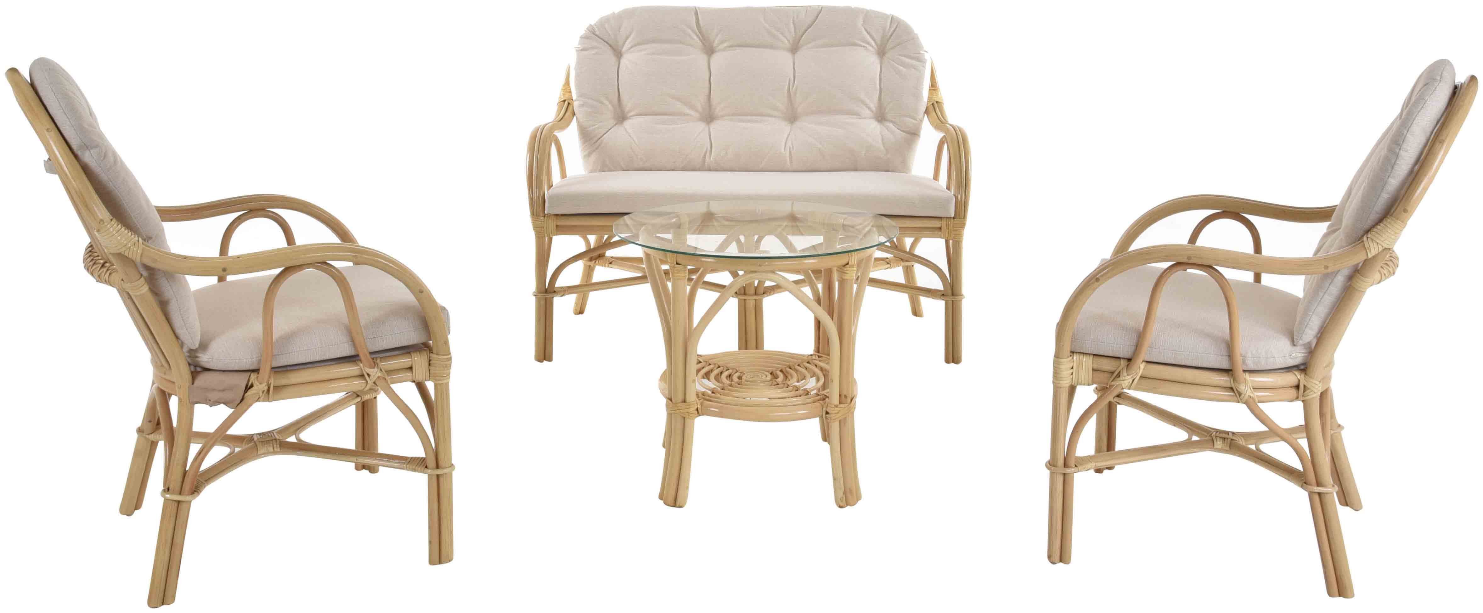 Krines Home Sitzgruppe Wintergarten Rattangruppe Wintergartenset Rattan Garnitur Sitzgruppe, (4-tlg), 4-teilig, Kleiner Tisch, Rattangarnitur, Rattanmöbel, Set