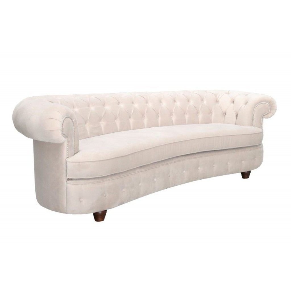 JVmoebel Chesterfield-Sofa Beige Halbrunde Couch luxus Made Europe Sofa Textilmöbel Stil, in 3-Sitzer Moderner