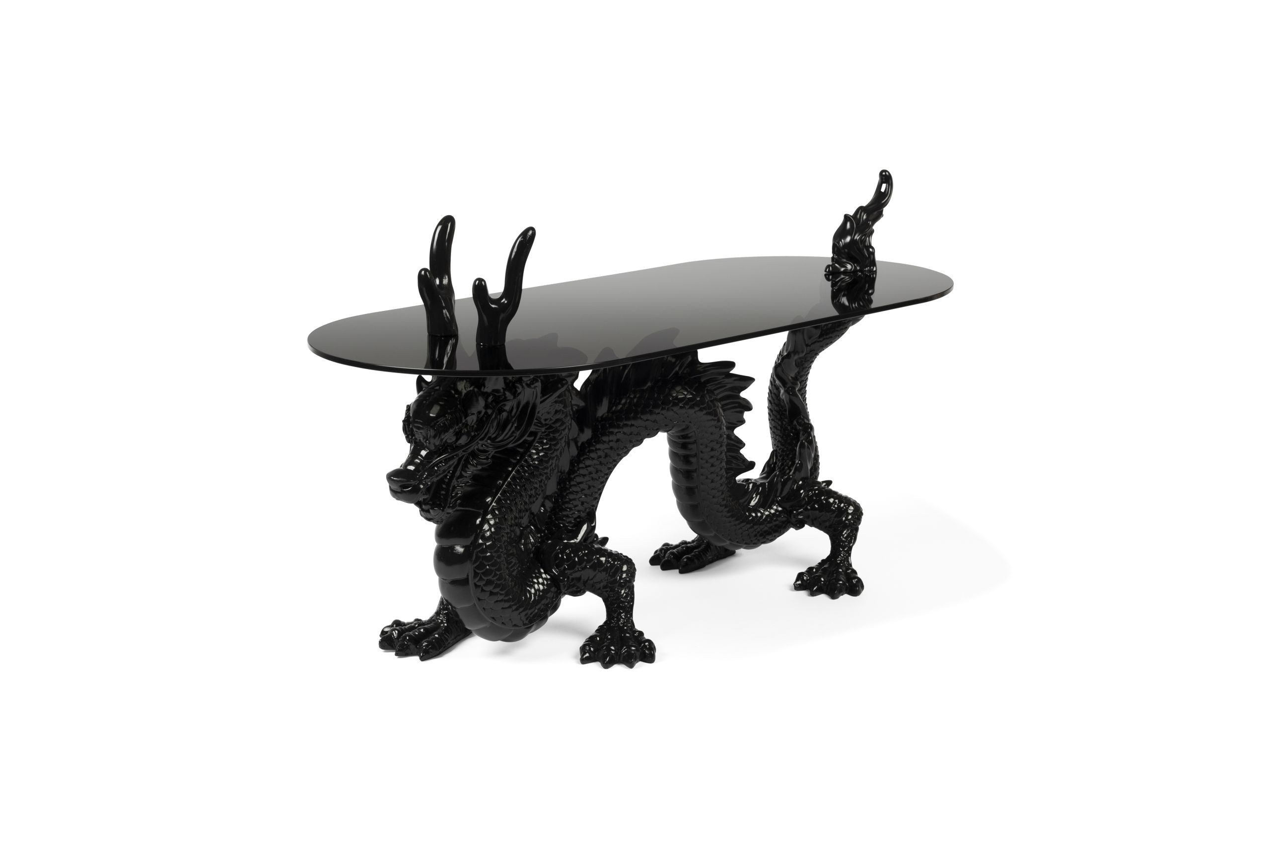 Bold Monkey Beistelltisch Retro Beistelltisch Couchtisch Dragonized Rauchglasplatte