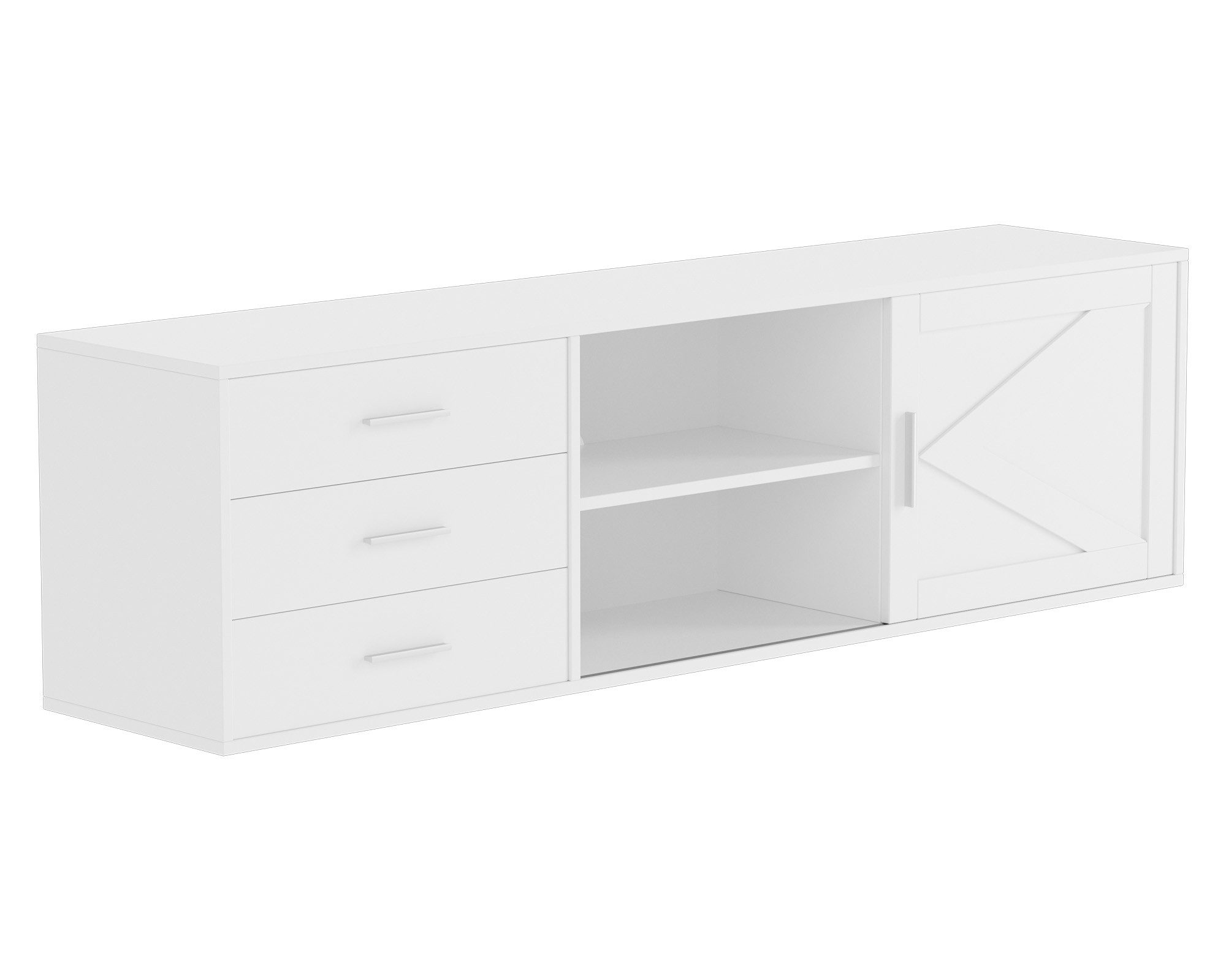 HOMAVO Lowboard TVG1 mit 3 Schubladen & Schiebetür, 160 - 180 cm (FSC®, viel Stauraum, pflegeleicht), Bodenstehendes TV-Lowboard mit Stauraum
