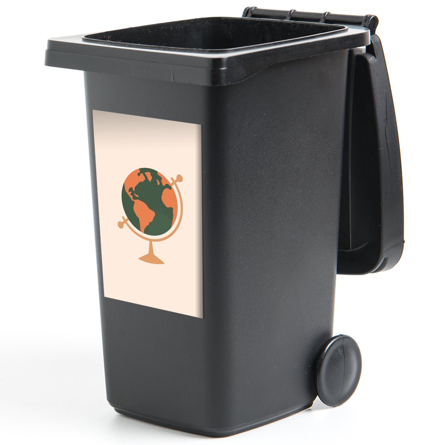 - Globus Wandsticker - Mülleimer-aufkleber, Container, Orange Pastell Mülltonne, (1 Sticker, St), Abfalbehälter MuchoWow