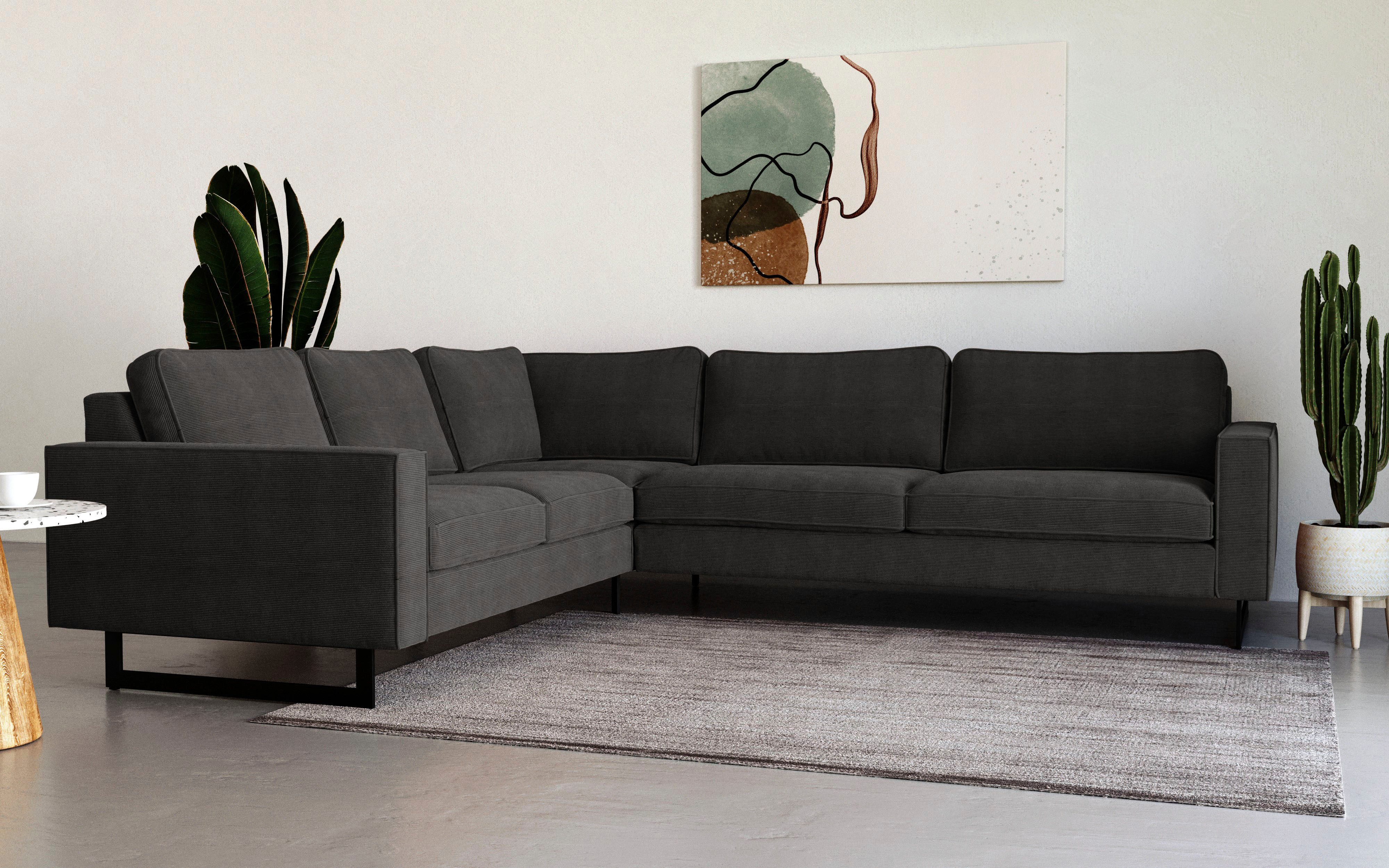 Places of Style Ecksofa "Pinto, XXL, 250/290 cm, langer Schenkel, Ottomane" günstig online kaufen