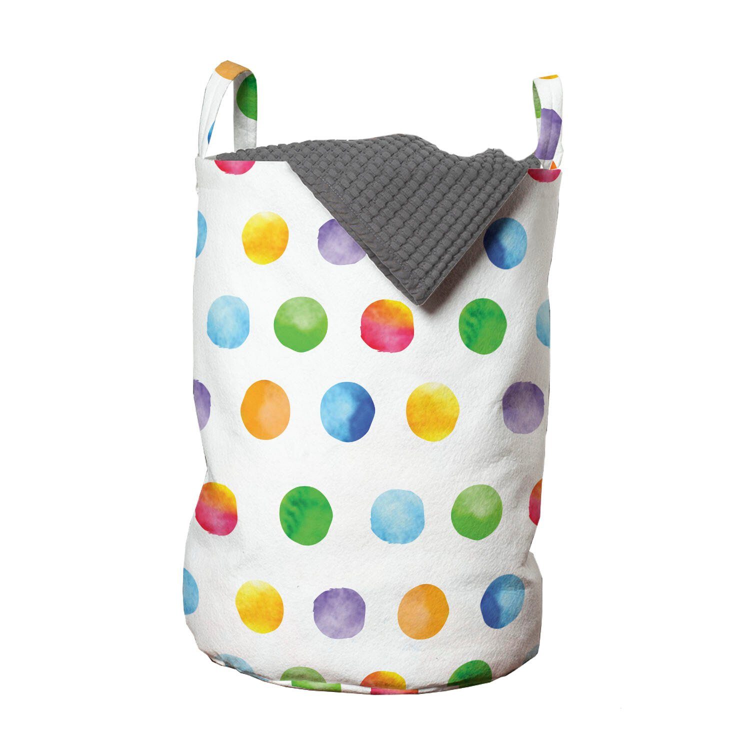 Abakuhaus Wäschesäckchen Wäschekorb mit Griffen Kordelzugverschluss für Waschsalons, Abstrakt Farbige große Tupfen