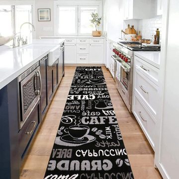 Küchenläufer Küchenteppich Teppichläufer Kaffeetasse Muster, Vimoda, Rechteckig, Höhe: 5 mm, Kaffe, Caffe, Küche