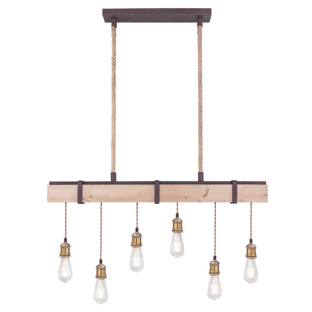 Zimmer Balken rost etc-shop Ess inklusive, Warmweiß, Holz Pendel Lampe Vintage LED Pendelleuchte, Leuchtmittel Decken