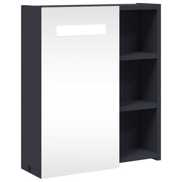 vidaXL Badezimmerspiegelschrank Spiegelschrank mit LED-Beleuchtung Grau 45x13x52 cm (1-St)