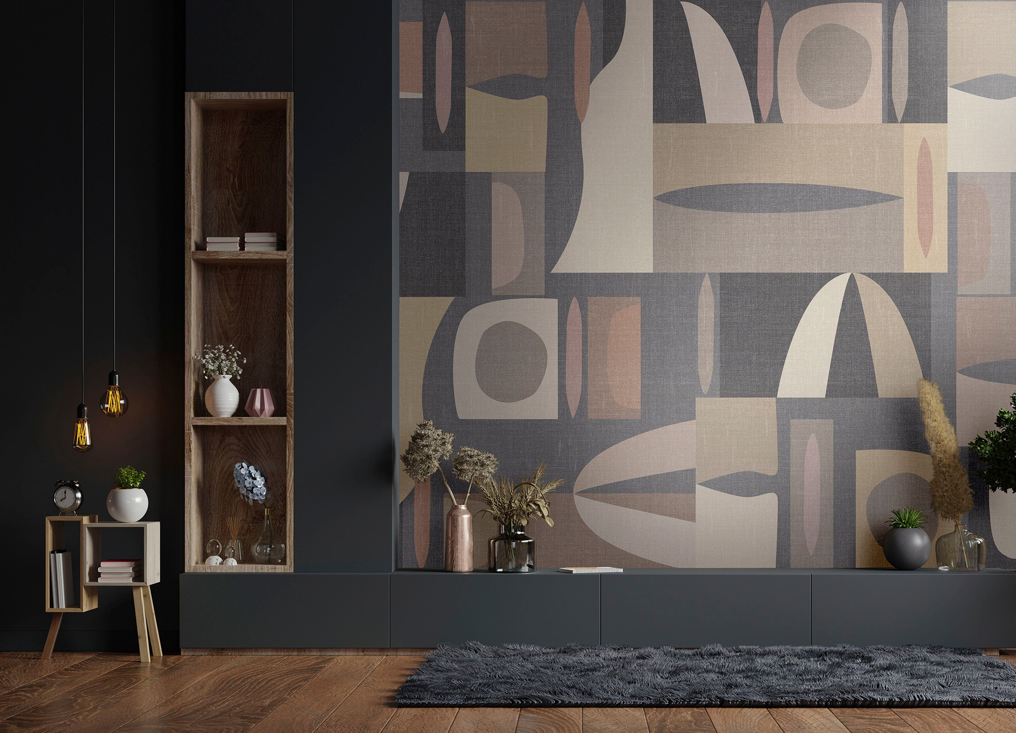 Marburg Fototapete, glatt, matt, moderne Vliestapete für Wohnzimmer Schlafzimmer Küche schwarz